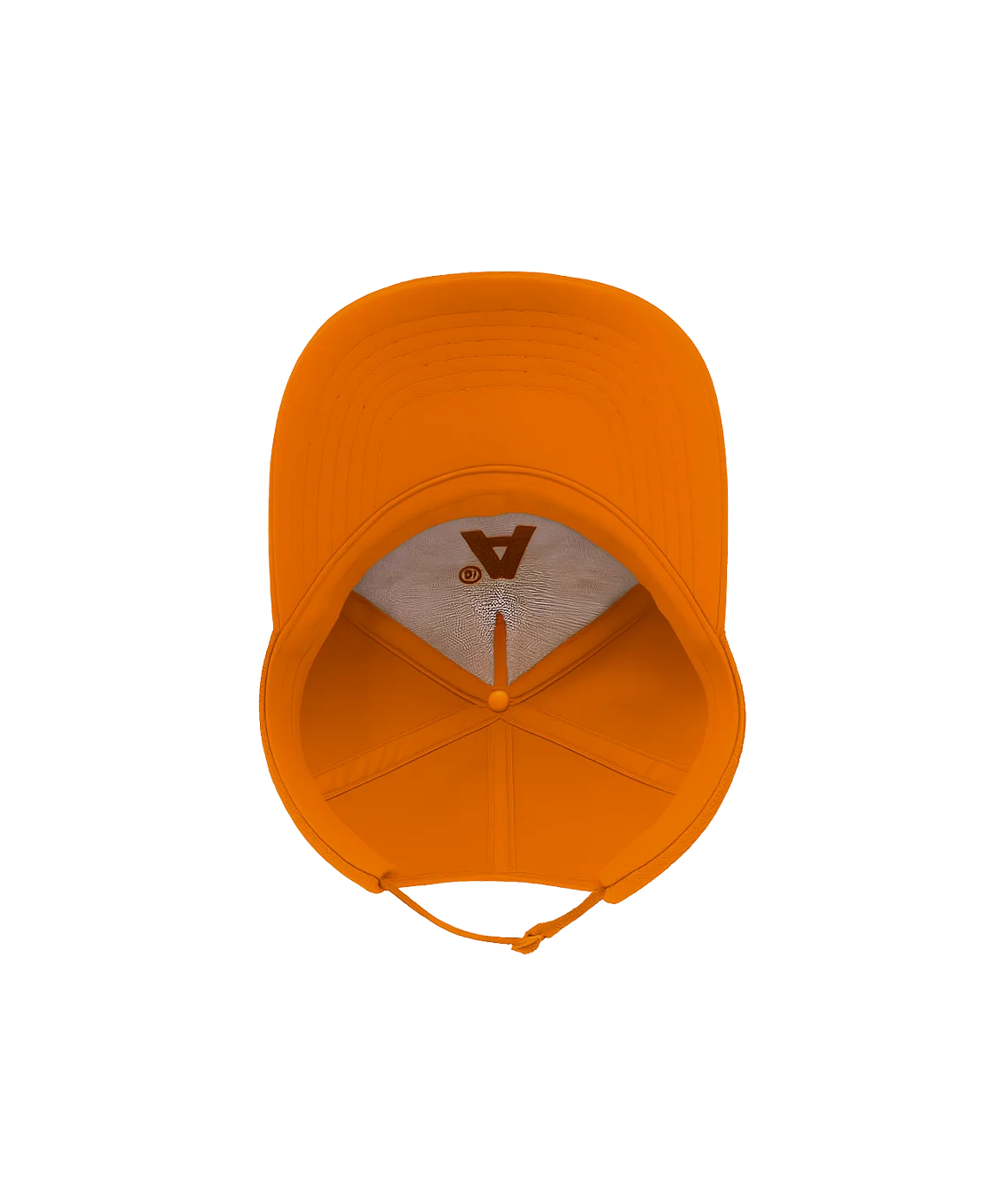 Orange cap with a logo on the back against a white background