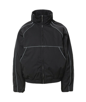 Black jacket with white accents on a white background