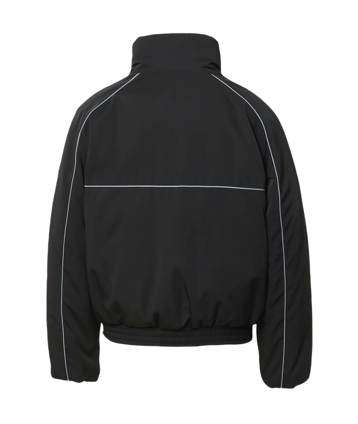 Black jacket with a zipper on a white background