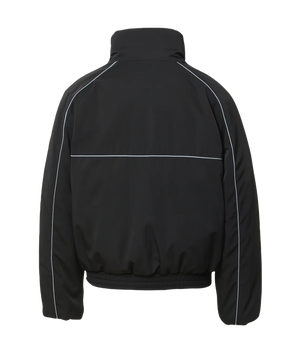 Black jacket with a zipper on a white background