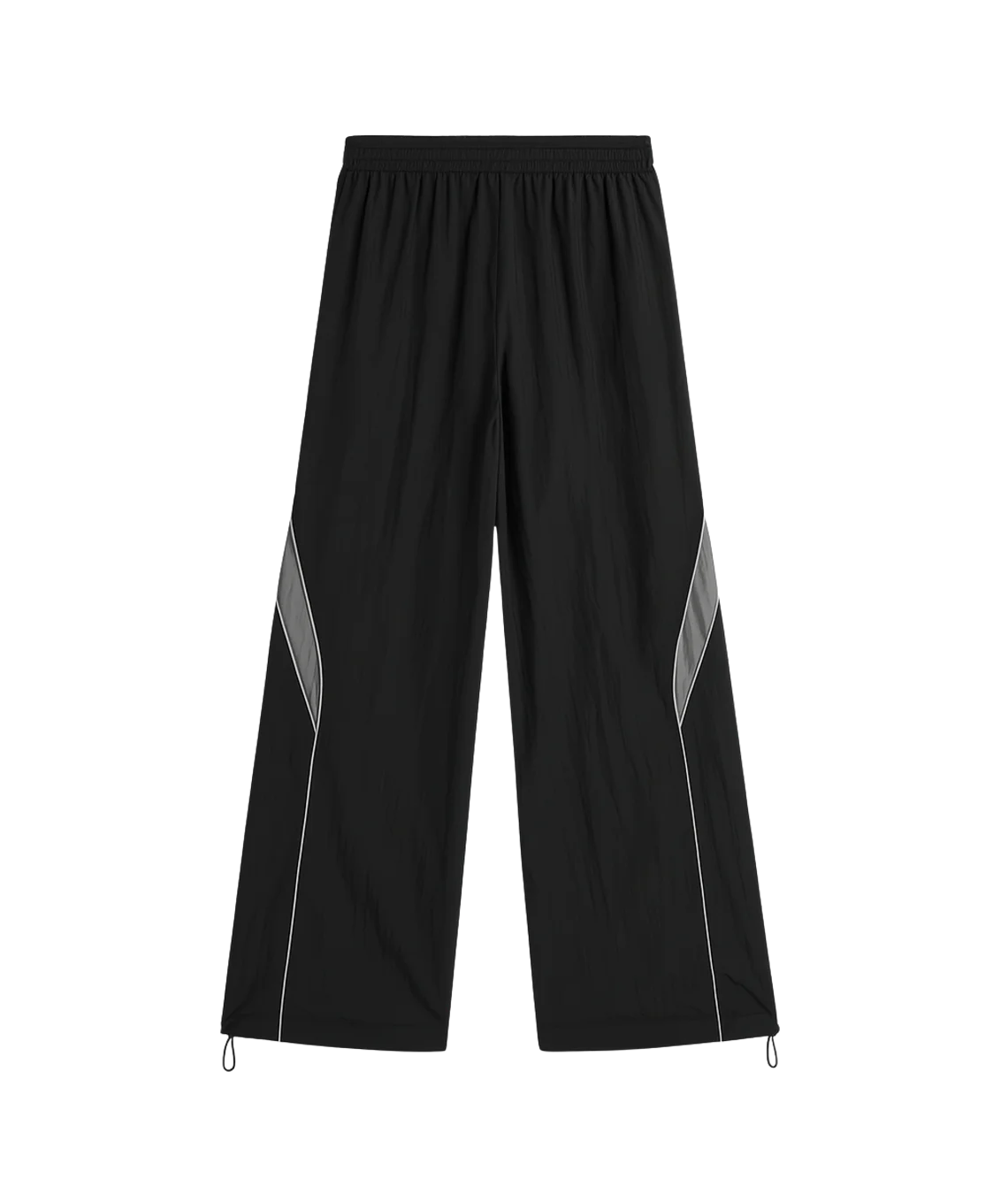 Black wide-leg pants with gray accents on a transparent background