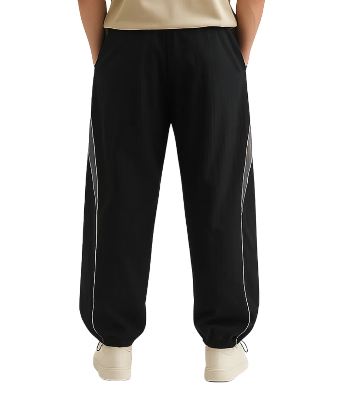 Black pants with white stripes on a transparent background