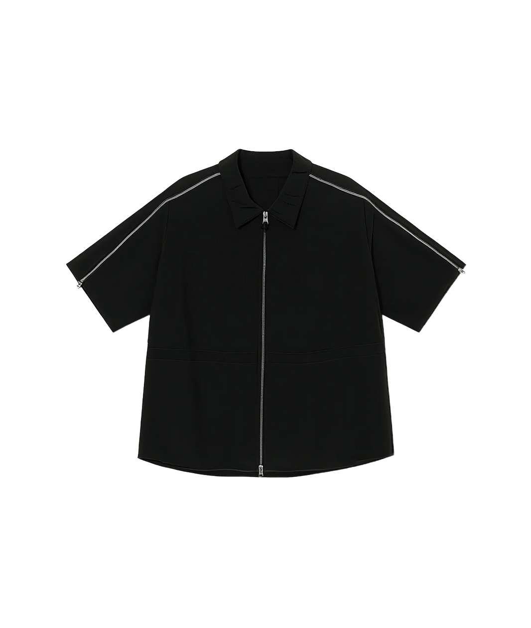 Black jacket with white accents on a white background