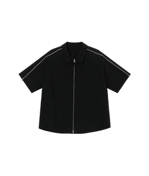 Black jacket with white accents on a white background