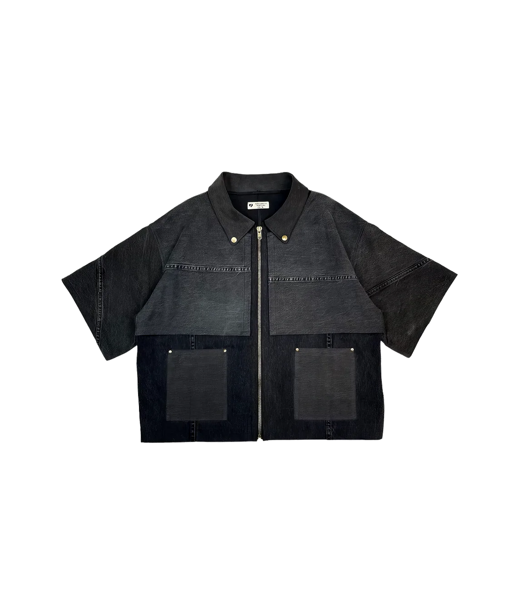 Black jacket with a zipper on a white background