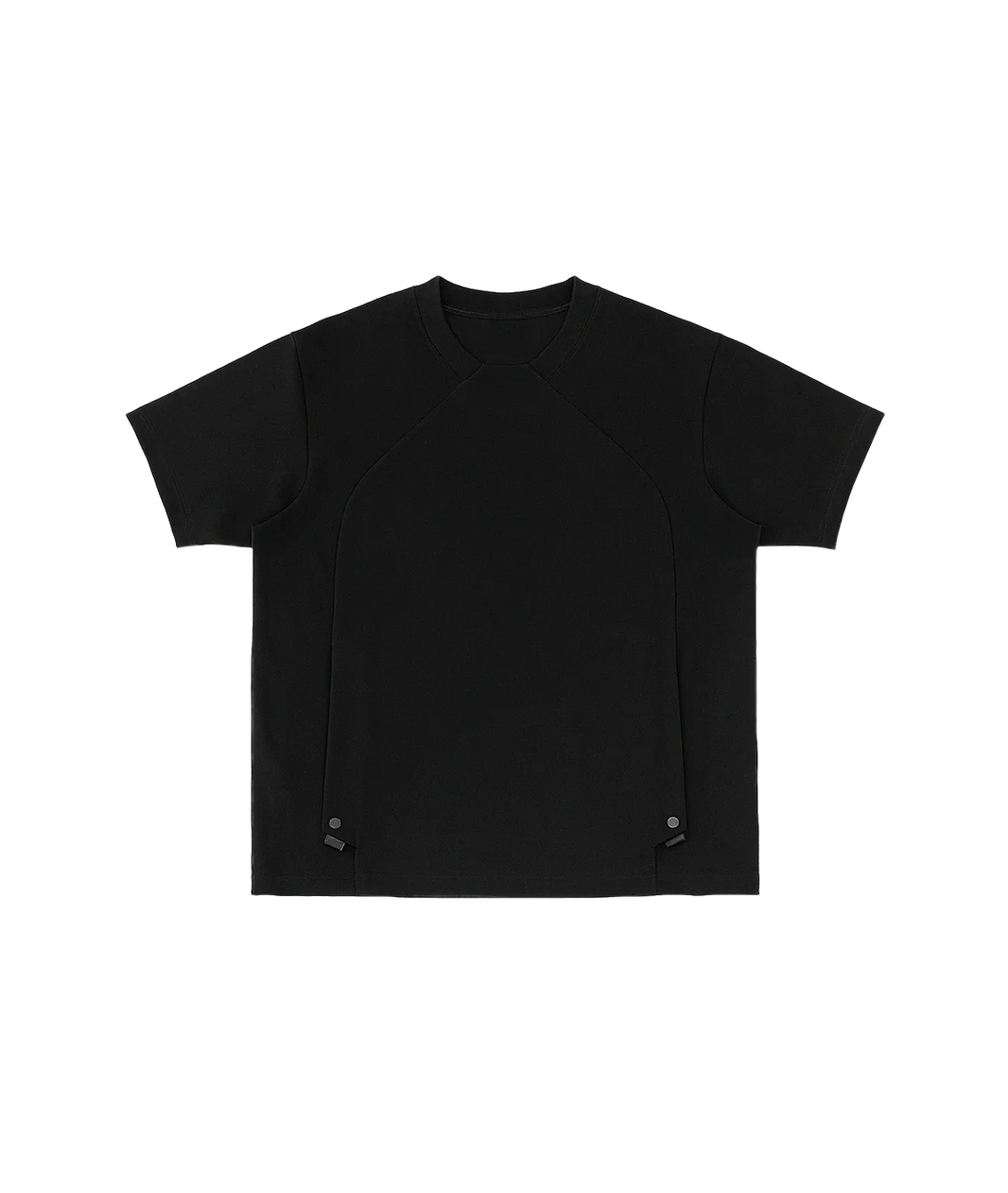 Black t-shirt on a white background