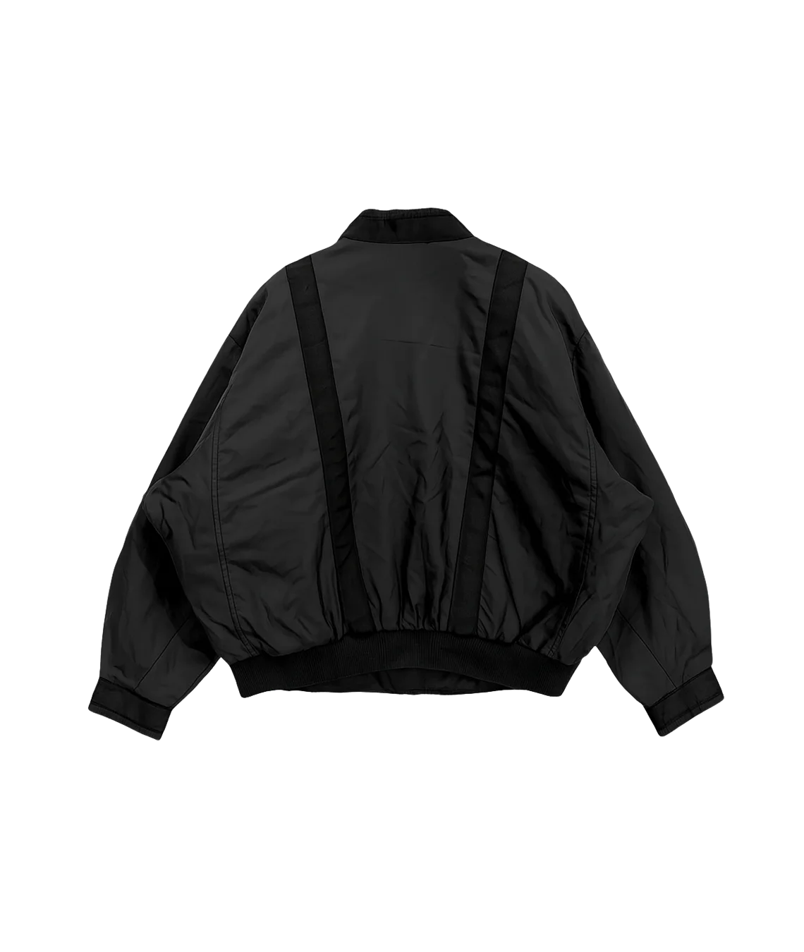 Black bomber jacket on a white background