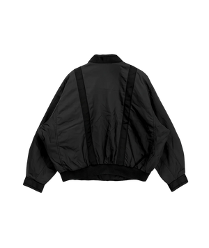 Black bomber jacket on a white background