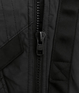 Close-up of a black jacket zipper
