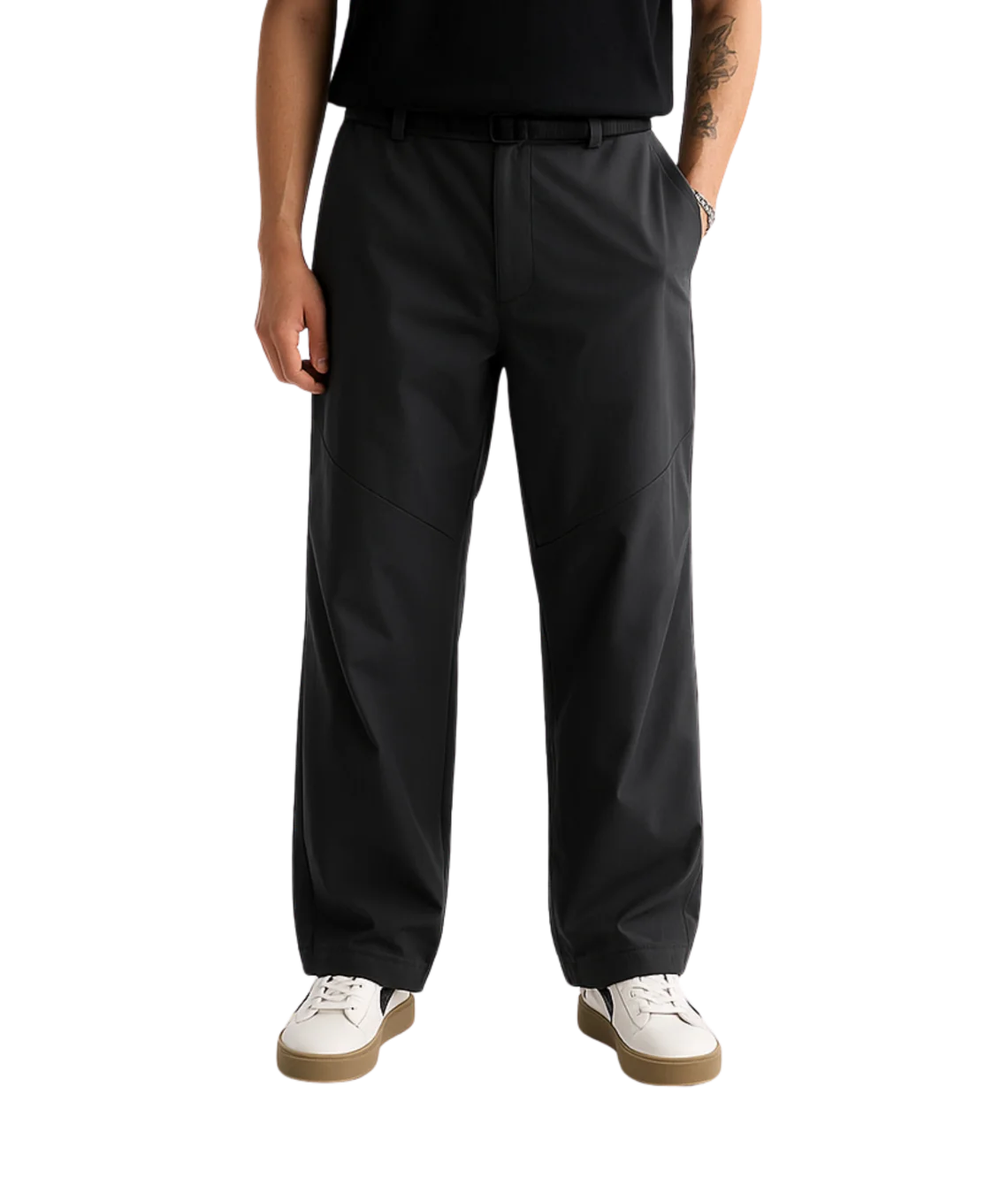 Person wearing black pants on a transparent background