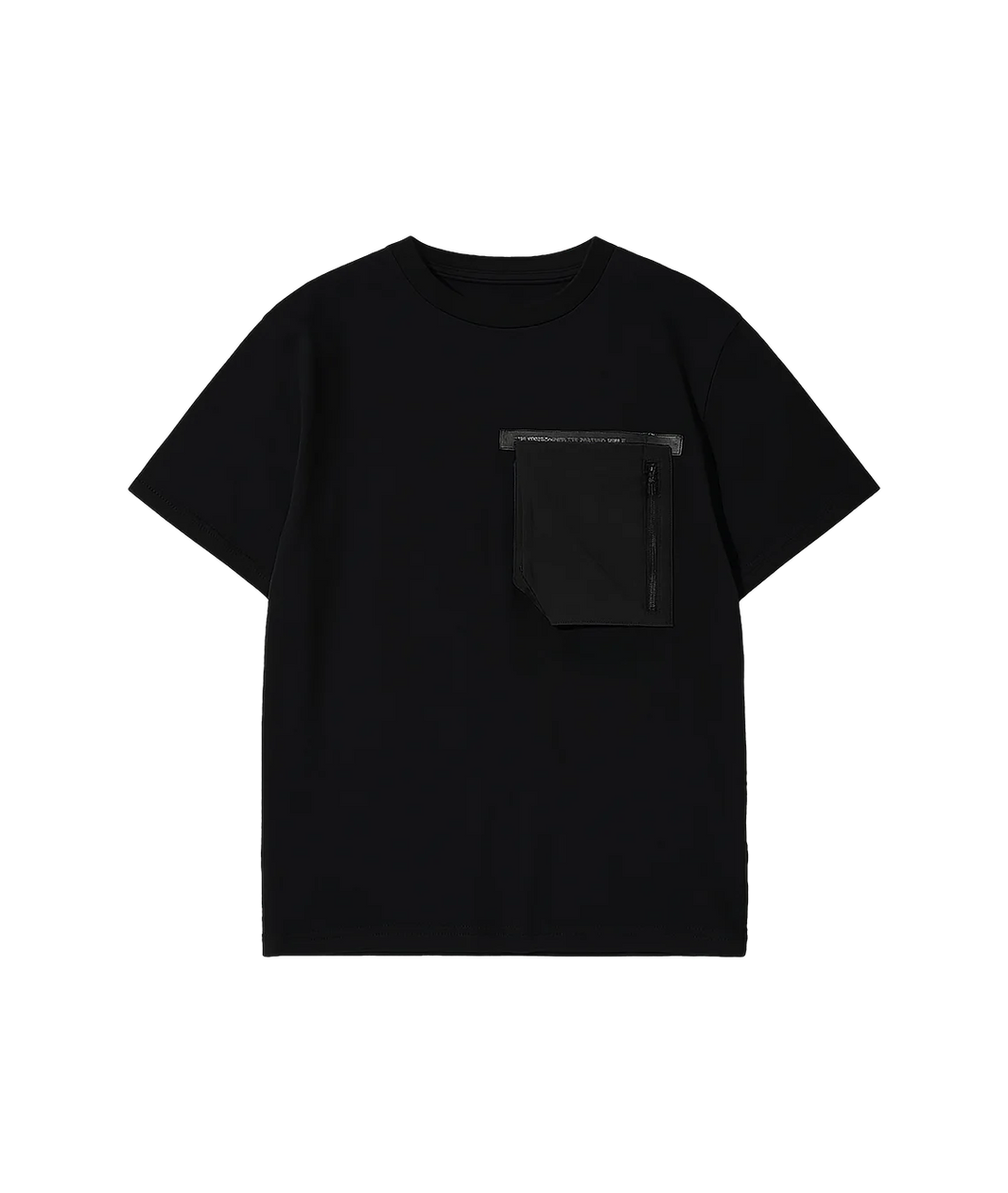 Black t-shirt with a pocket on a white background