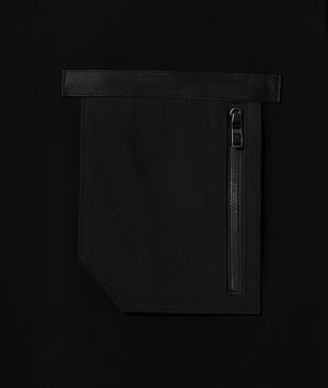 Black zippered pocket on a black background