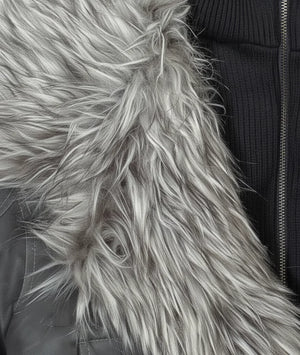 Close-up of a fluffy, light-colored fur texture.