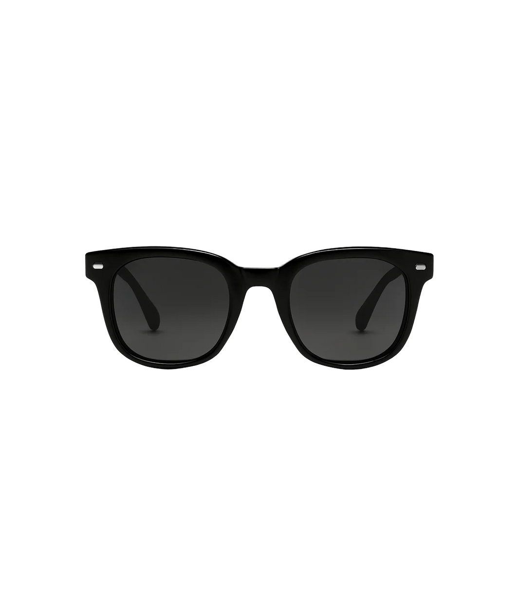 Black square sunglasses with dark lenses, shown from the front on a plain white background.
