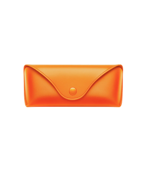 A bright orange envelope-style clutch or wallet with a single snap button closure, shown centered on a plain white background.