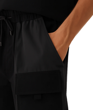 Black pants with a pocket detail on a transparent background
