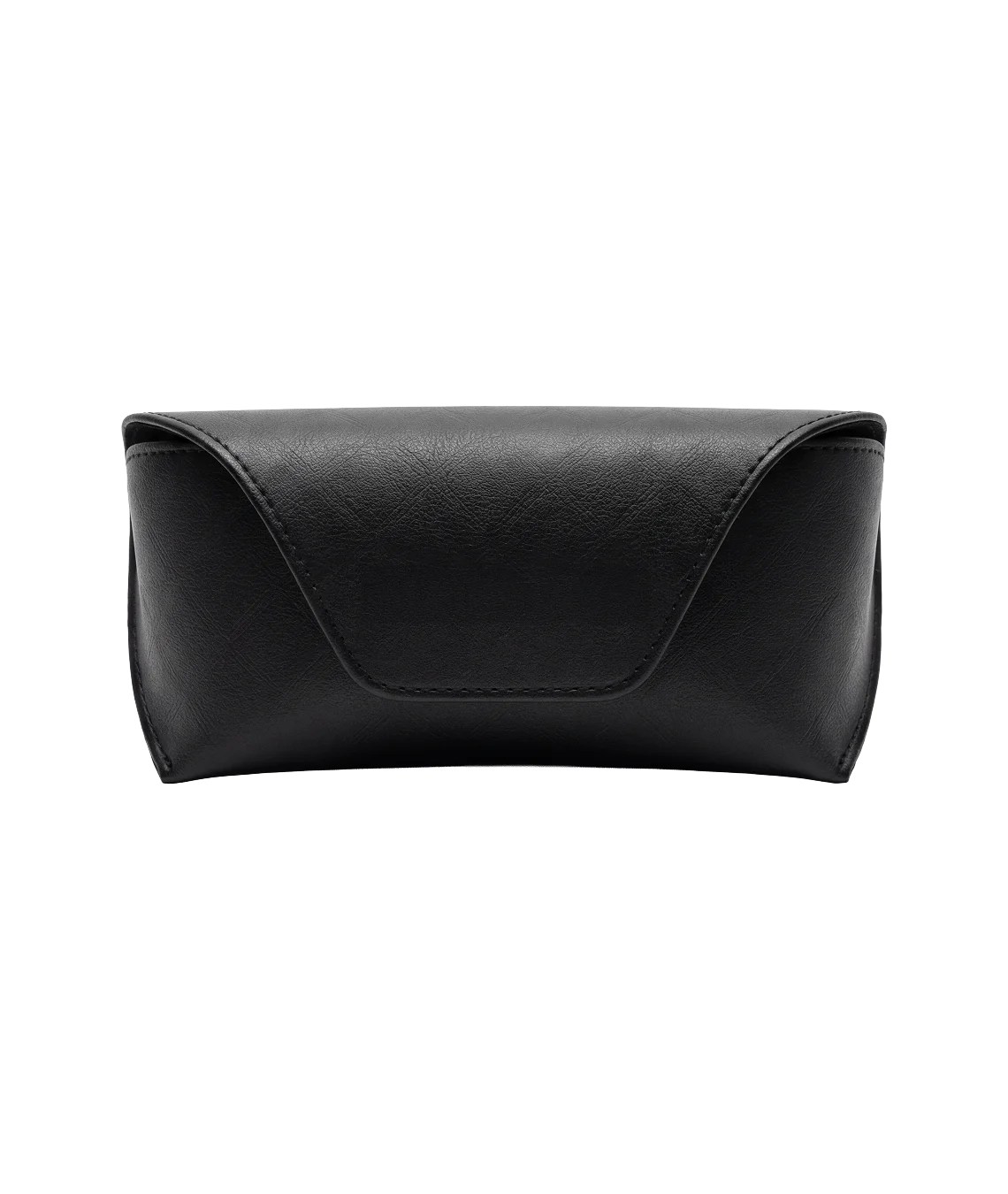 Black leather clutch bag on a white background