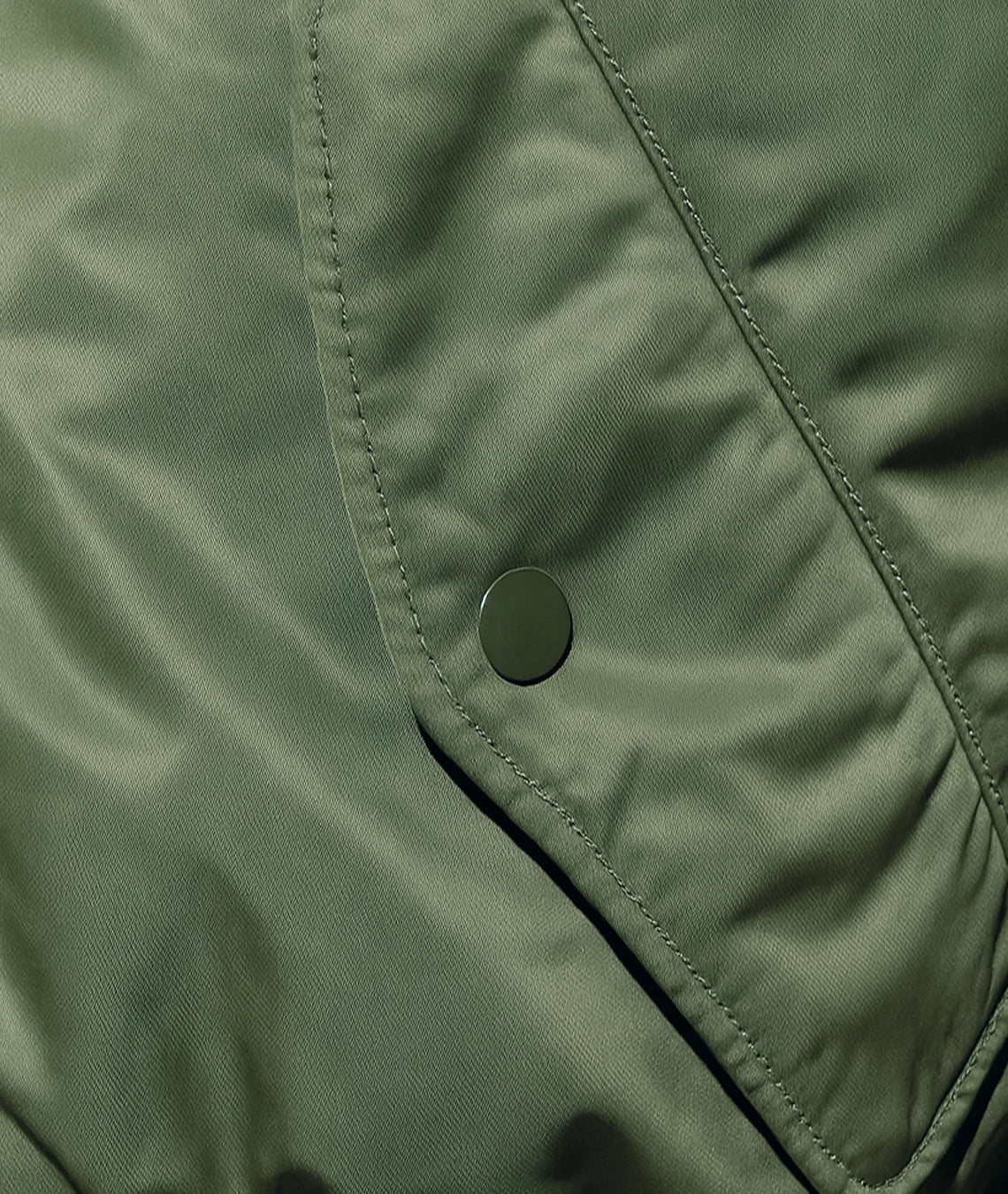 Close-up of a green jacket with a button detail