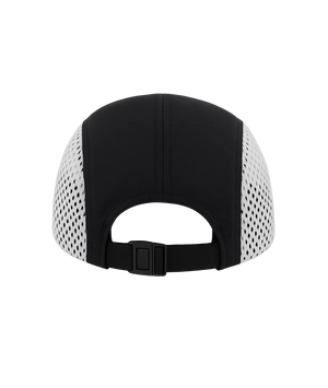 Black and white cap with mesh back on a transparent background