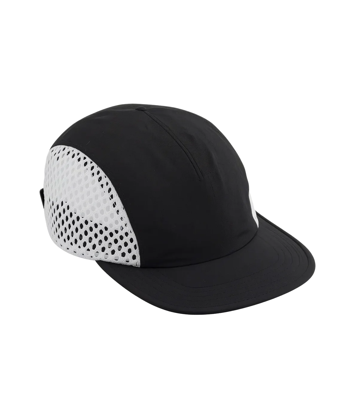 Black cap with white mesh side on a transparent background