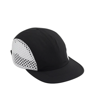 Black cap with white mesh side on a transparent background