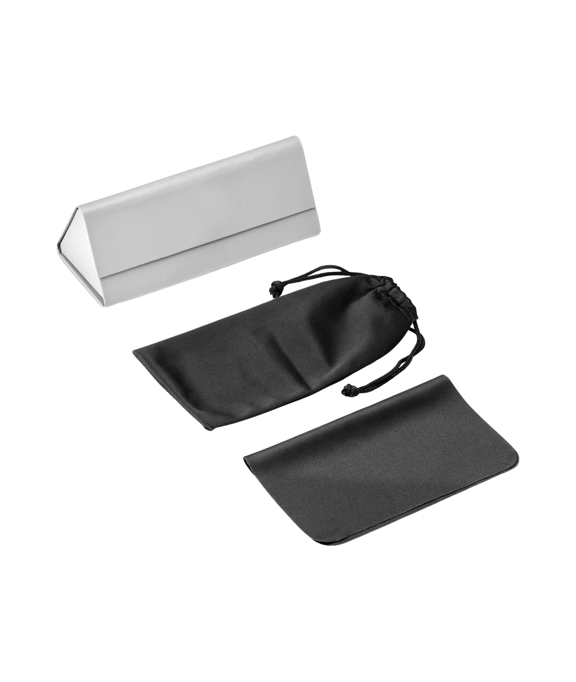 Set of black glasses cases on a white background