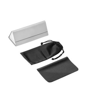 Set of black glasses cases on a white background