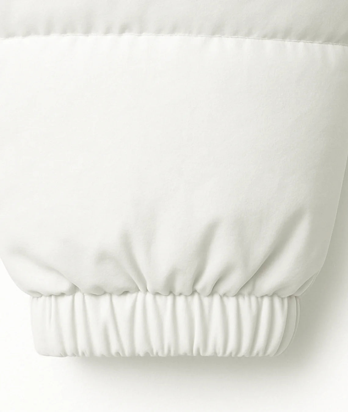 White puffer jacket with a hood on a white background