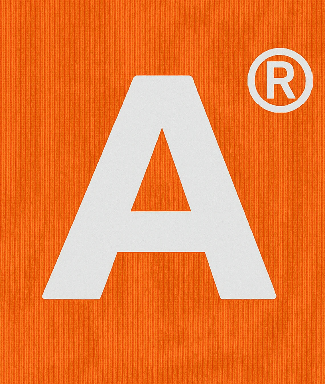 White letter 'A' with a registered trademark symbol on an orange background
