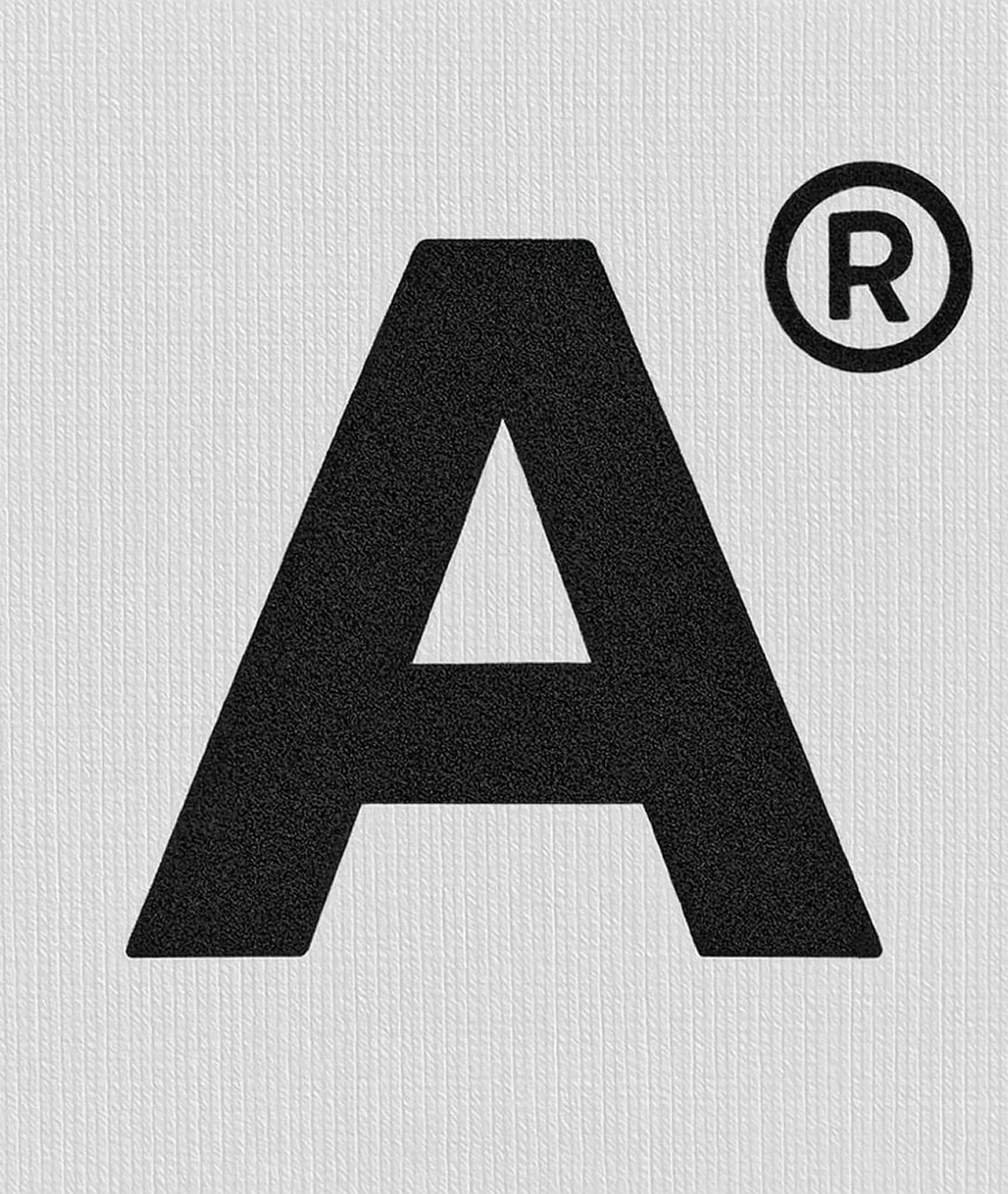 Black letter 'A' with a registered trademark symbol on a light gray background