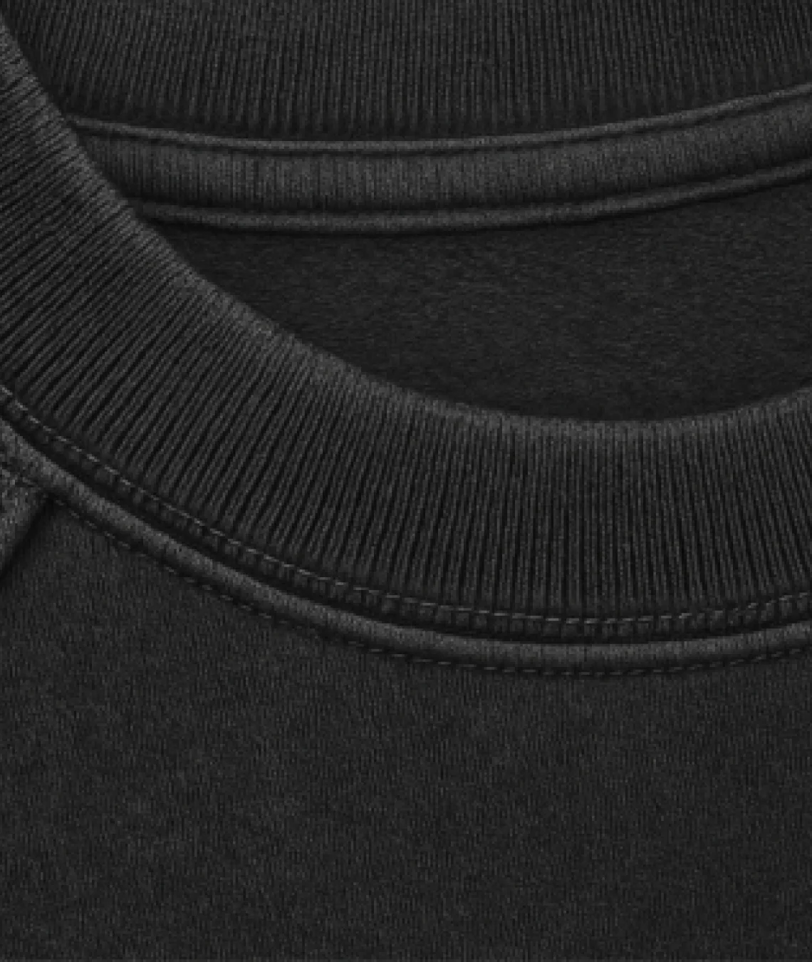 Close-up of a black garment with a ribbed texture