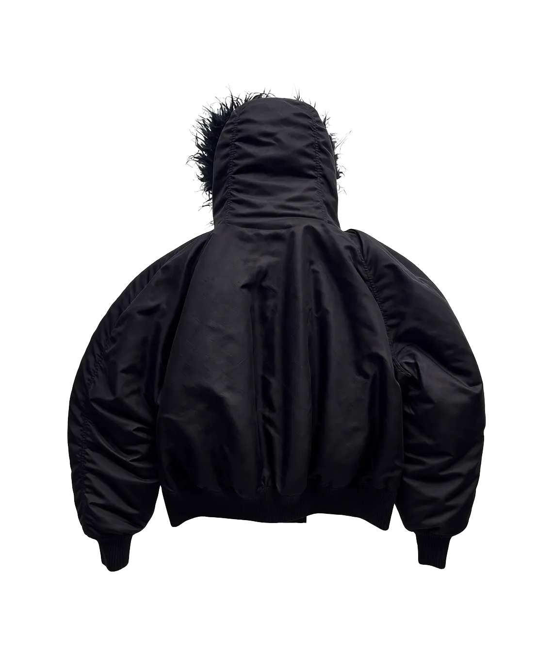 Black hooded jacket on a white background