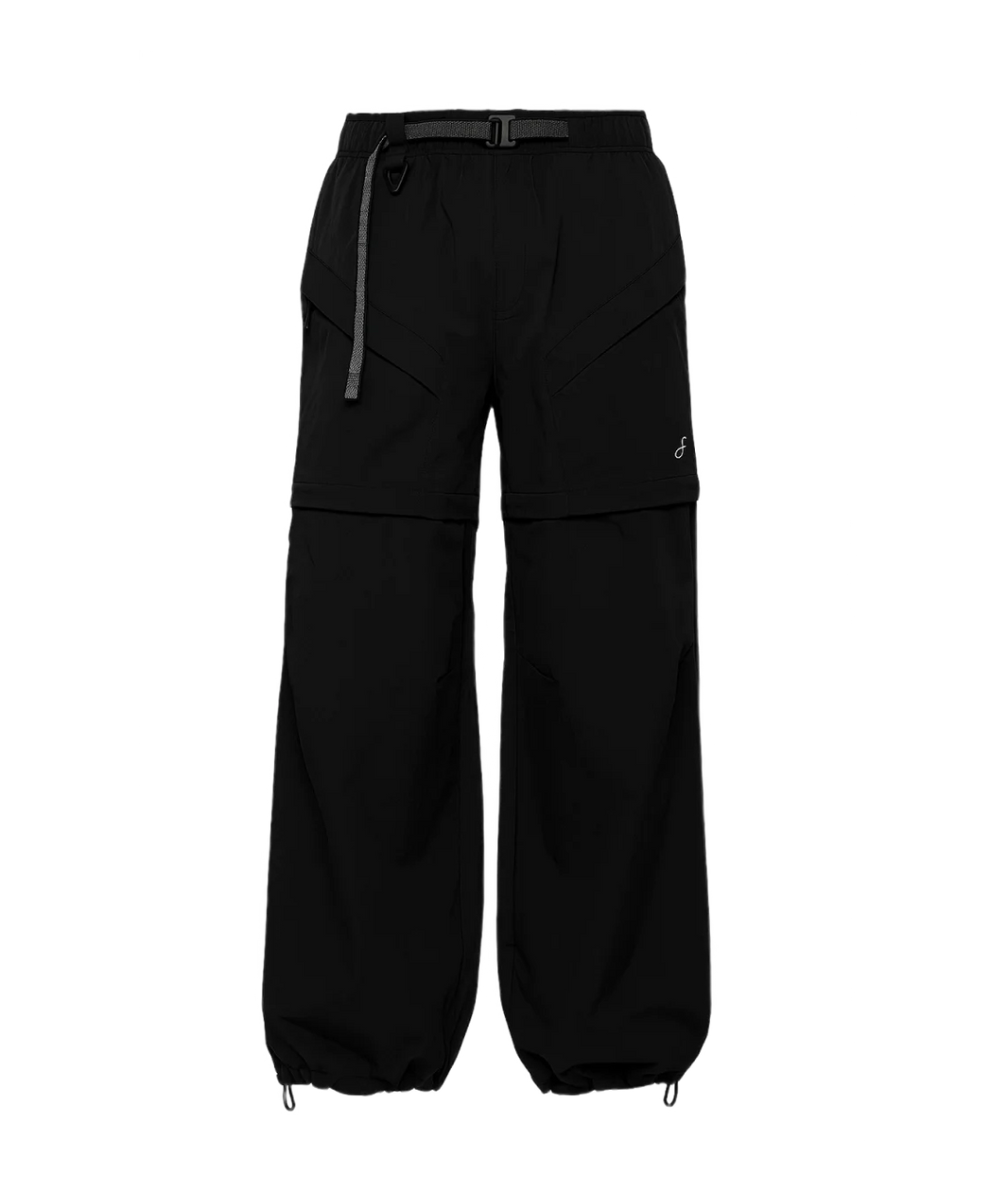Black pants with zippers on a white background