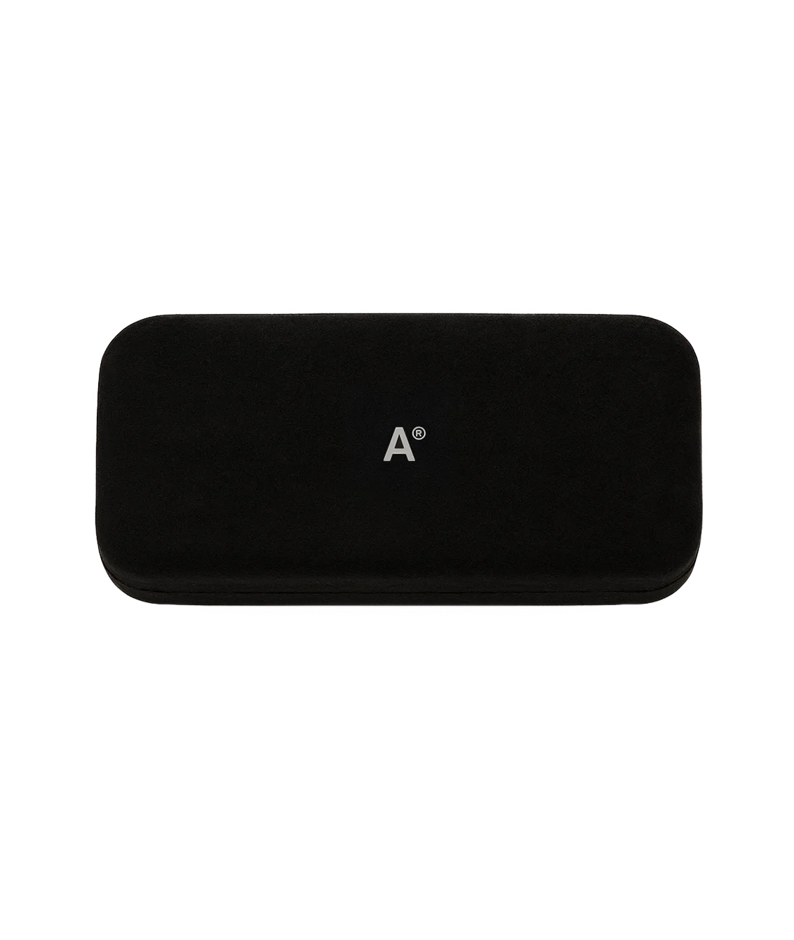 A black rectangular case with rounded corners and a small white 'A' logo in the center, shown on a plain white background.
