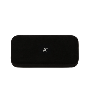 A black rectangular case with rounded corners and a small white 'A' logo in the center, shown on a plain white background.