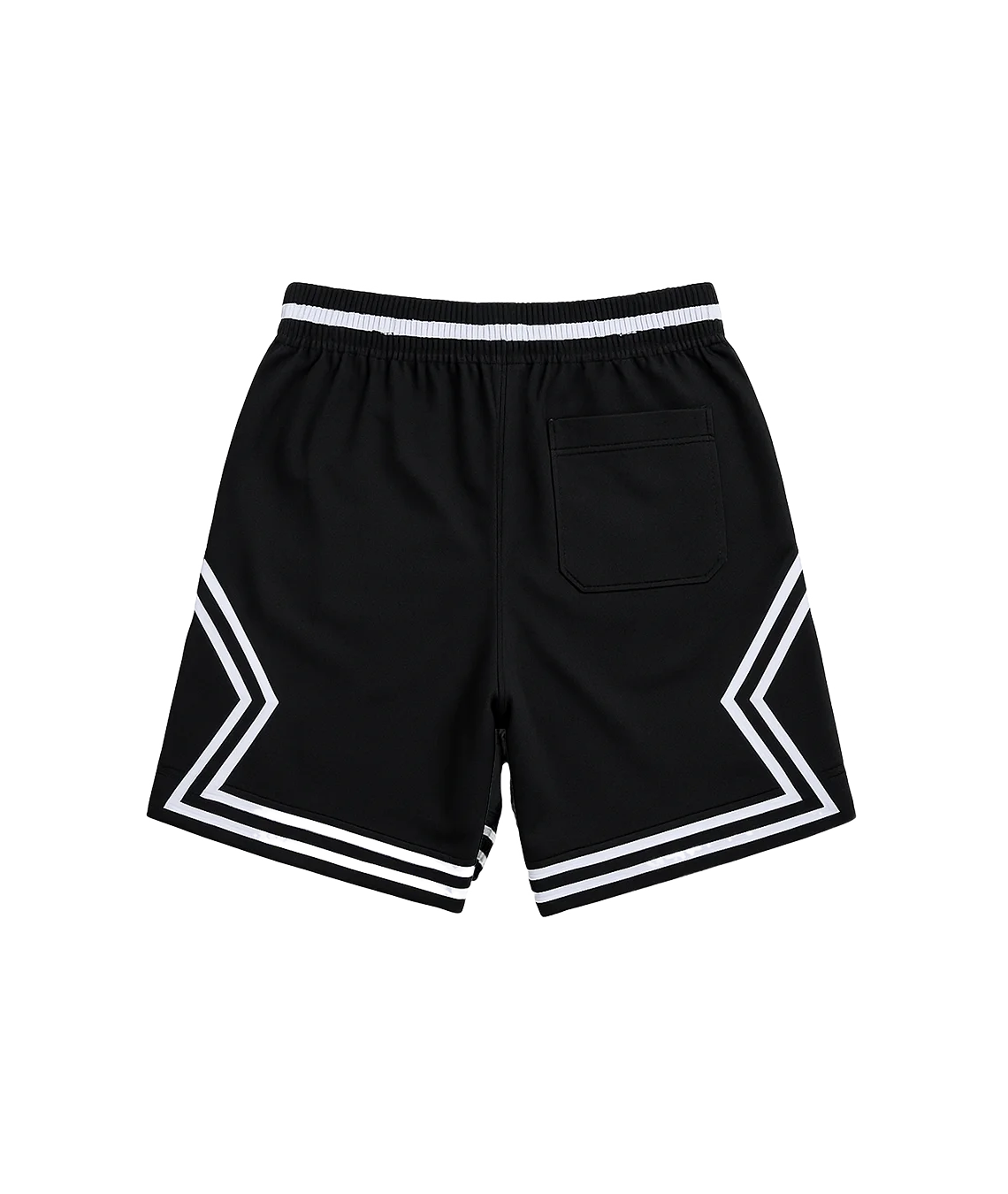 Black shorts with white accents on a transparent background