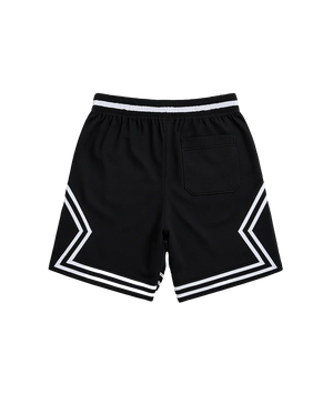 Black shorts with white accents on a transparent background