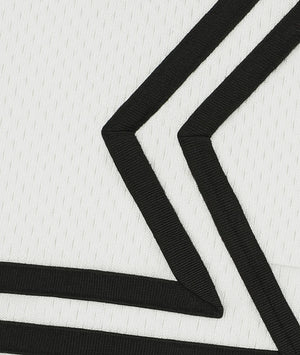 Black ribbons on a textured white background