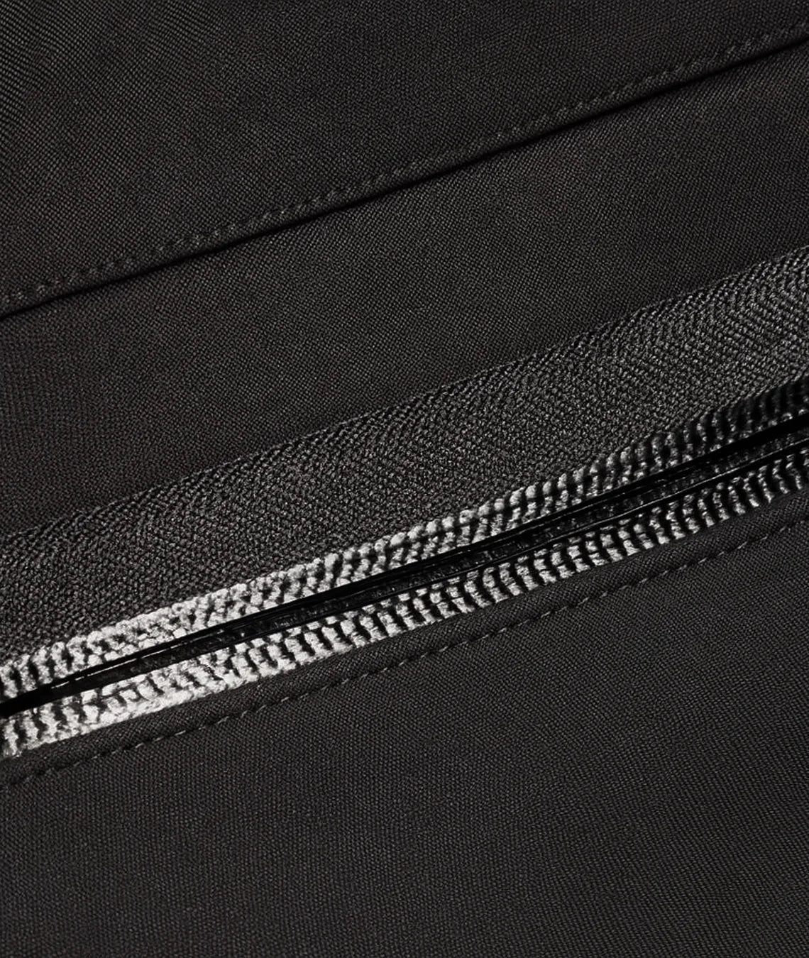 Close-up of a black fabric with a zipper