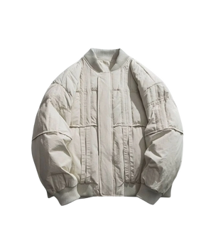 Light gray puffer jacket on a transparent background