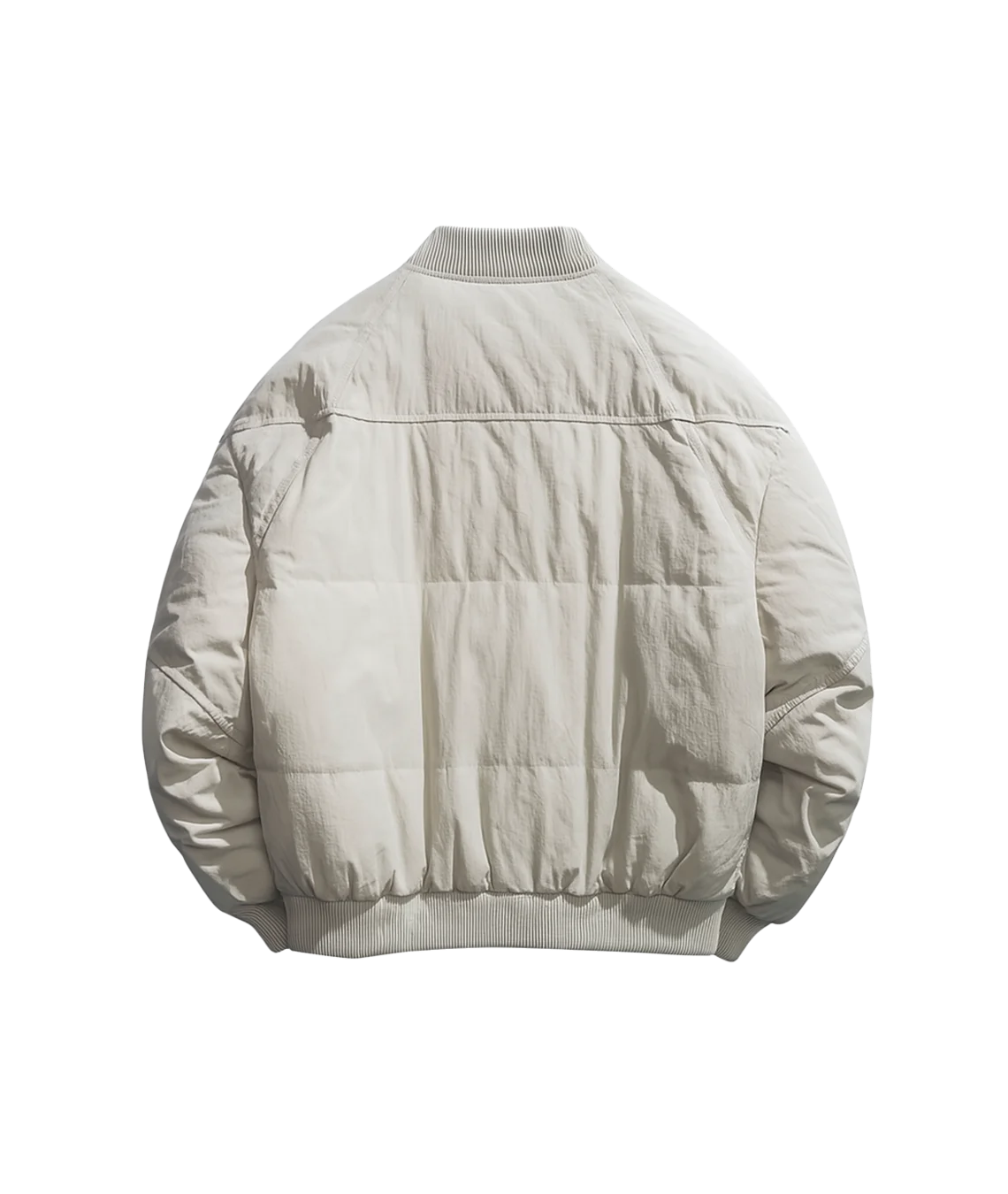 Beige puffer jacket on a transparent background