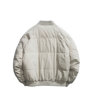 Beige puffer jacket on a transparent background